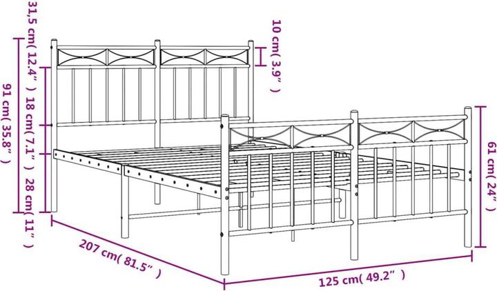 Produktbild vidaXL Bettgestell (120 x 200 cm)