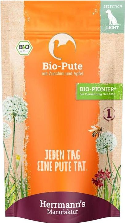 Produktbild Herrmanns Nassfutter Leicht Bio Pute mit Zucchini und Apfel (Senior, Adult, Junior, 1 Stk., 150 g)