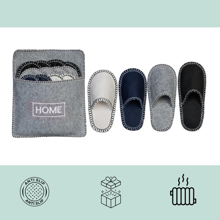 Produktbild Relaxdays 6 Paar Gästehausschuhe aus Filz (36, 37, 38, 39, 40, 41, 42, 43, 44, 45)