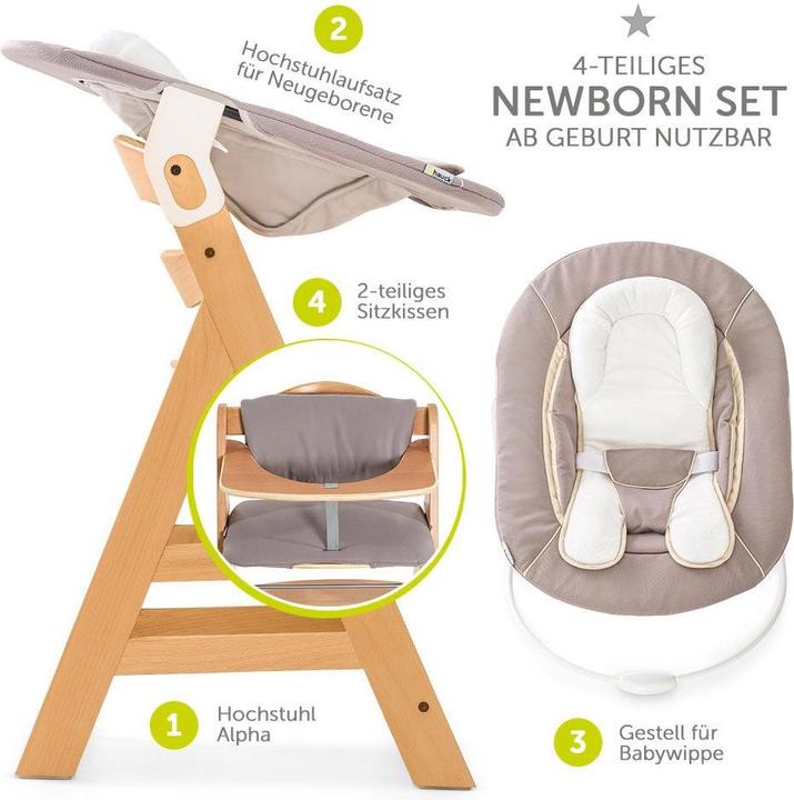 Actual product image Hauck Highchairs Alpha Plus Nature Newborn Set - 4-piece highchair + (Highchair)