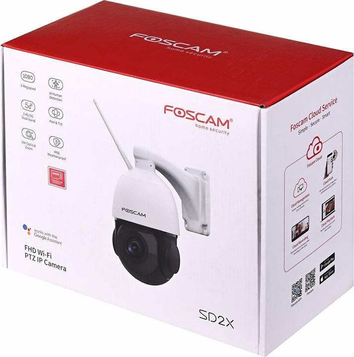 Image du produit Foscam SD2X Caméra de surveillance blanche (Extérieur, 1080p Full HD, WLAN AC/LAN, zoom optique 18x) (1920 x 1080 Pixels)