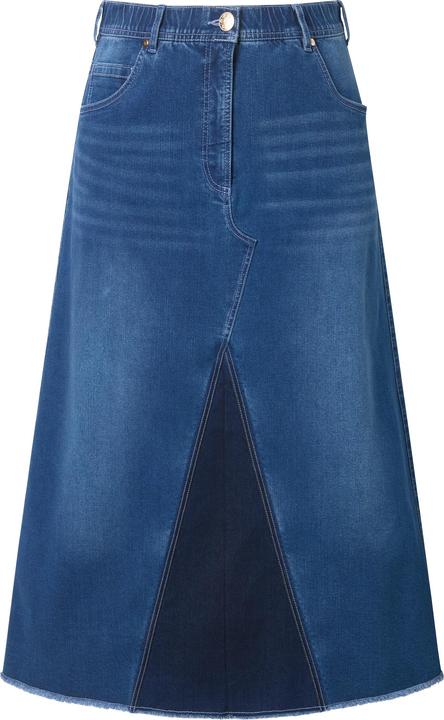 Produktbild Ulla Popken Jeansrock, Fransensaum, A-Linie, Stretchdenim (44)
