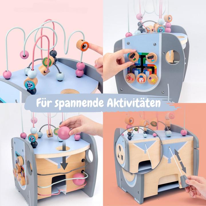 Produktbild Hermex 5in1 Aktivitäts-Holzwürfel für Kleinkinder Motorikwürfel Holzspielzeug