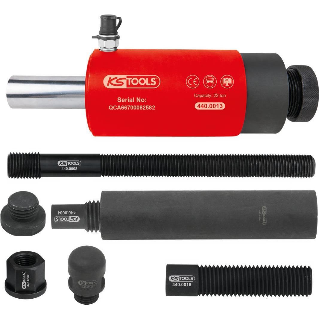 Thumbnail - KS Tools, Zubehör Druckluftwerkzeug, Druck- und Zug-Hydraulikzylinder-Satz, 22t, 10-tlg.