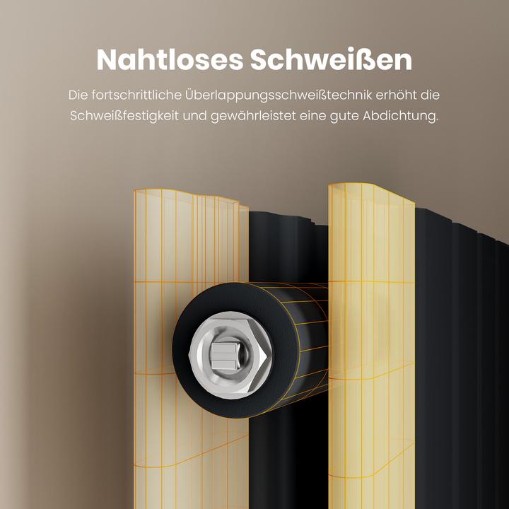 Produktbild Emke Heizkörper, Flachheizkörper mit Zentralanschluss, Schwarz 180x30cm 911W Doppellagig (911 W)