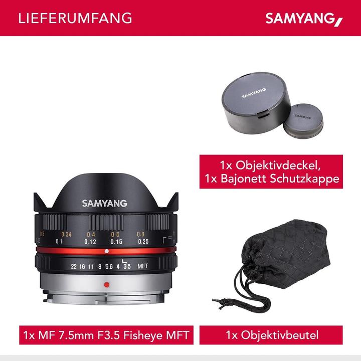 Produktbild Samyang 7.5mm f/3.5-22 MFT (Micro Four Thirds, APS-C / DX)