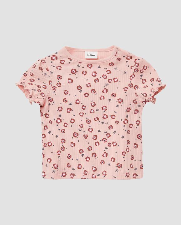 S.Oliver T-Shirt Elastisches T-Shirt aus Rippware mit Puffärmeln (80)