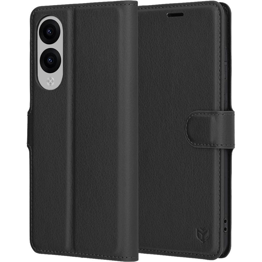 Techsuit - Leather Folio - Samsung Galaxy S25 Edge - Black (Samsung Galaxy S25 Edge), Cover smartphone, Nero