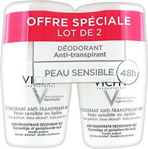 Actual product image Vichy Set of 2 Deodorants Anti-Perspirant 48h - 2 x 50 ml (Roll-on, 50 ml)