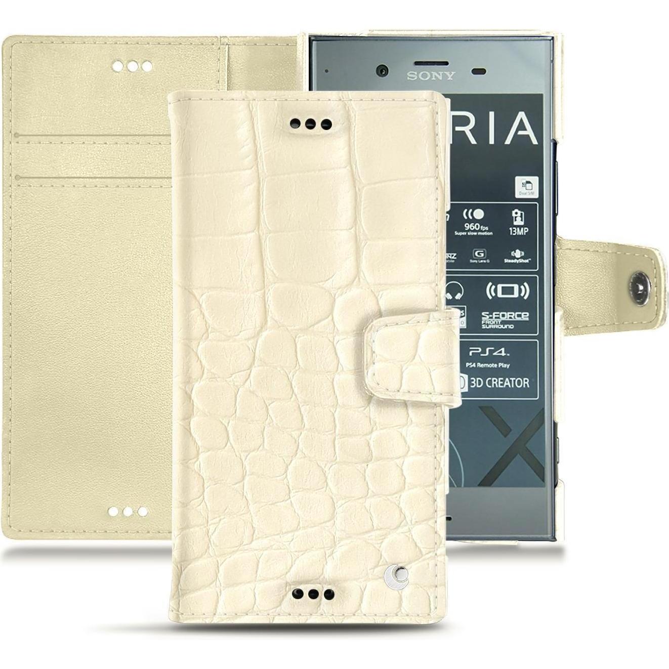 Noreve Lederschutzhülle Wallet (Sony Xperia XZ1), Smartphone Hülle, Weiss