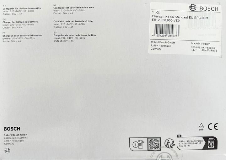 Nutritional values and ingredients Bosch eBike Ampere BPC3400 (4000 Wh, E-bike charger)