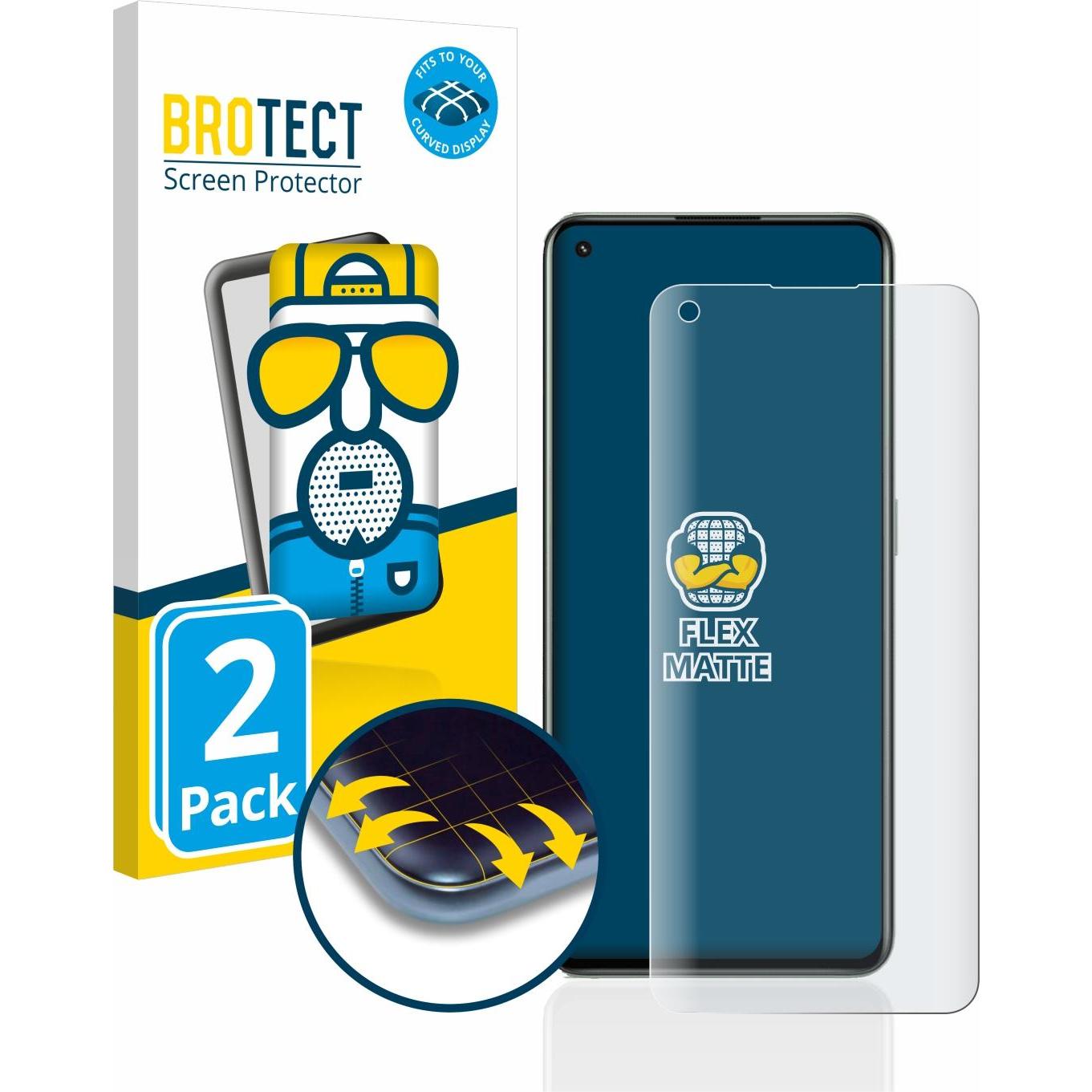 BROTECT Full-Cover Displayschutz Matt (2 Stück, Realme GT 2 Pro), Smartphone Schutzfolie, Grau