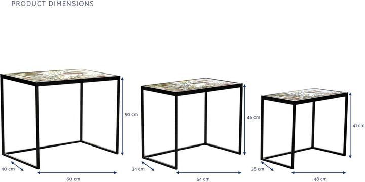 Actual product image DKD Home Decor Set of 3 tables Black Green Golden 60 x 40 x 50 cm