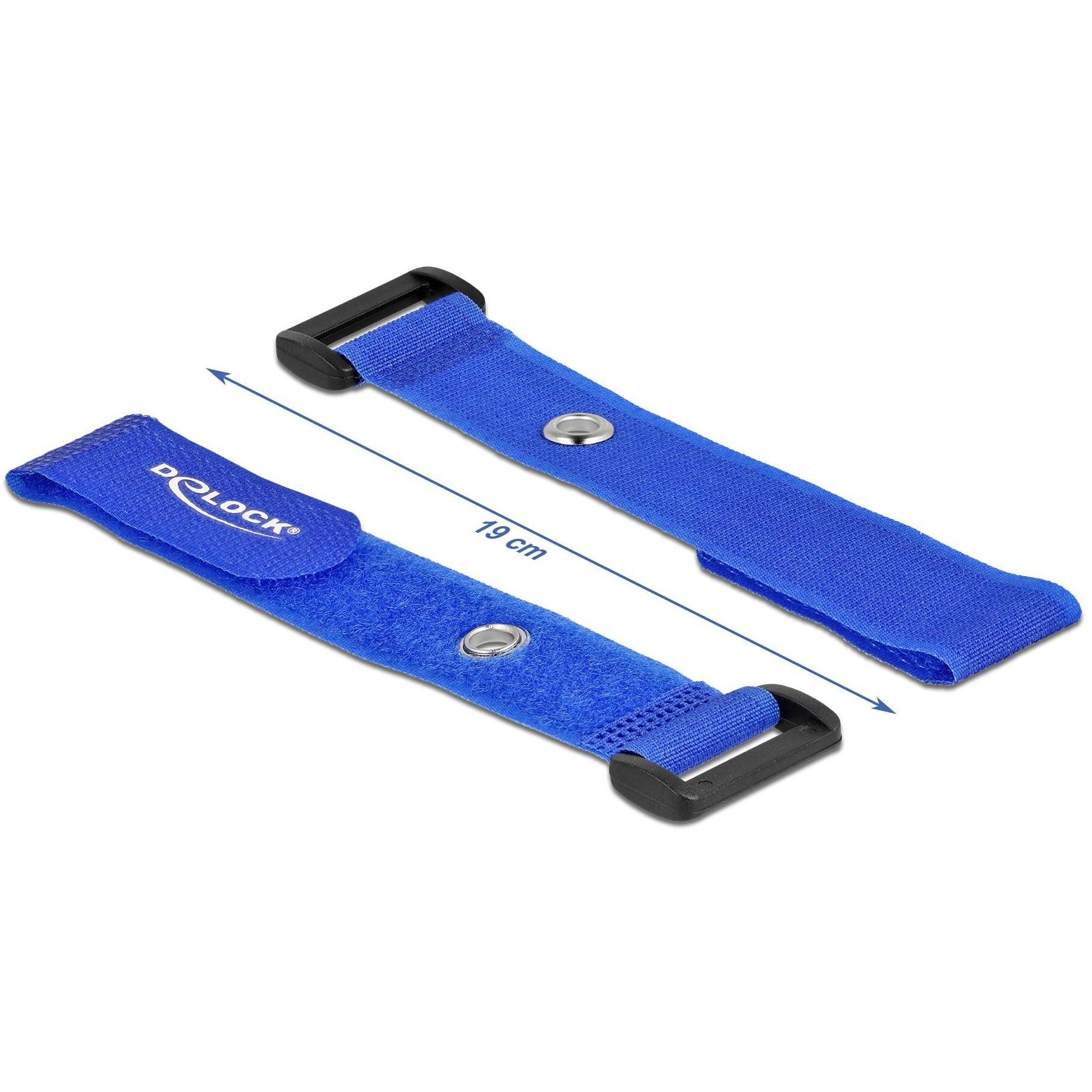 Thumbnail - Delock, Kabelbinder, Klett-Kabelbinder mit Schlaufe und Befestigungsöse L 190 x B 25 mm blau 5 Stück (Klettkabelbinder, ...