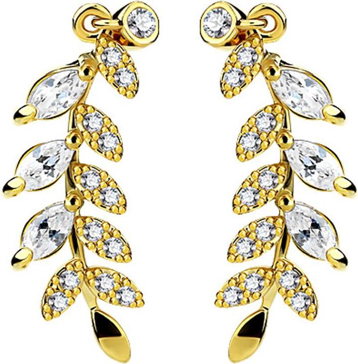 Image du produit Star Piercing Boucle d'oreille Ear Climber plaqué or avec feuille de cristal (Laiton)