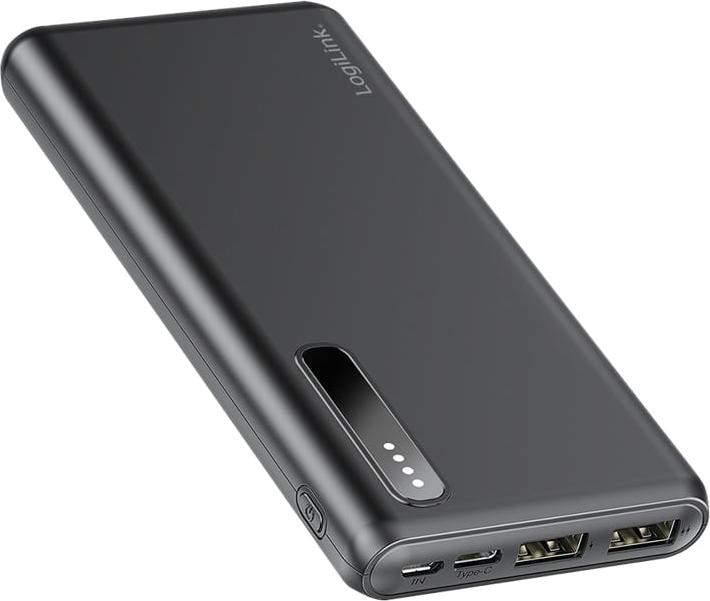Produktbild LogiLink Powerbank PA0311 schwarz, 8000 mAh, 2x USB-A, 2-in-1-Kabel (8000 mAh, 12 W)