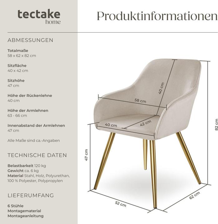 Image du produit tectake Chaise MARILYN Effet velours style scandinave