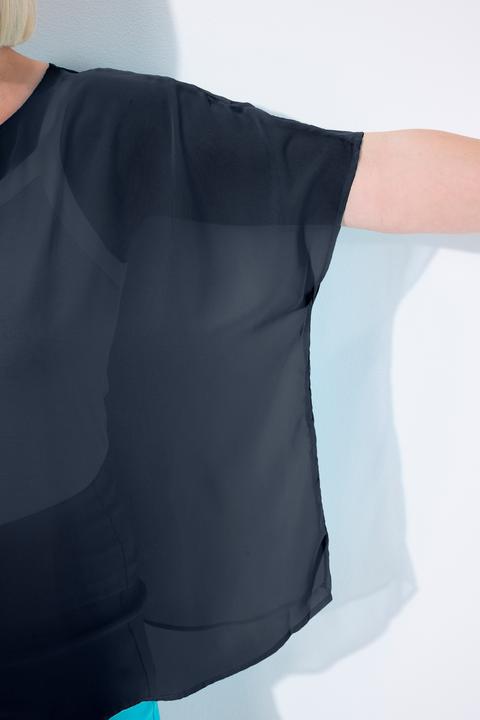 Immagine prodotto Ulla Popken Blusa di chiffon dal taglio oversize con scollo rotondo e mezze maniche (42, 44, 46, 48)
