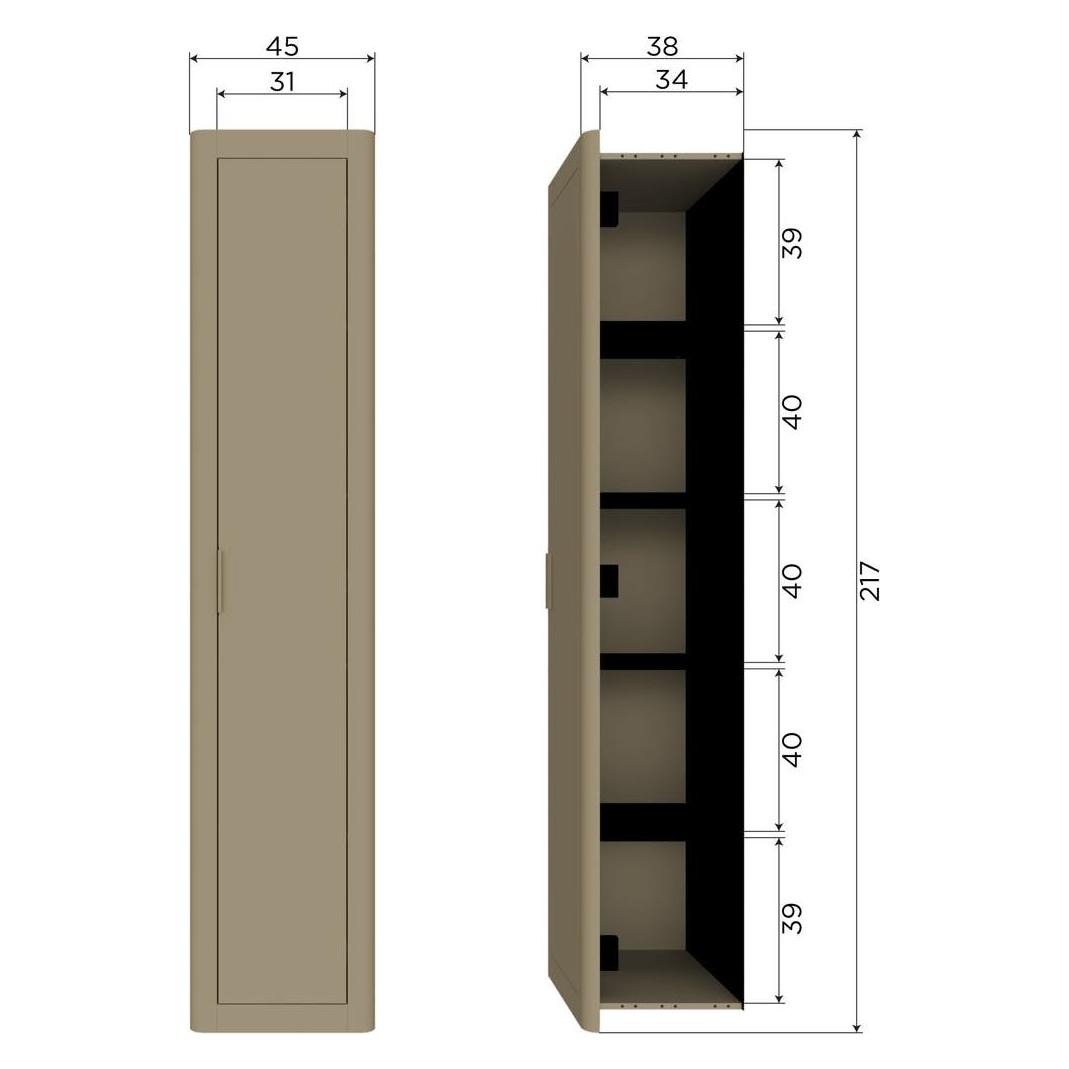 Woood Mehrzweckschrank "Gunnar Fsc Mix Kiefernholz Mit Sichtbare Maserung 45x39x217 Cm" Tragkraft 30 Kg, Abgerundete Ecken, Wandbefestigung Empfohlen