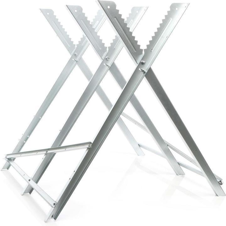 Actual product image Wiltec XPOtool sawhorse foldable 3 log holders galvanised Wood sawhorse Sawing aid toothing (80 cm, 81 cm)
