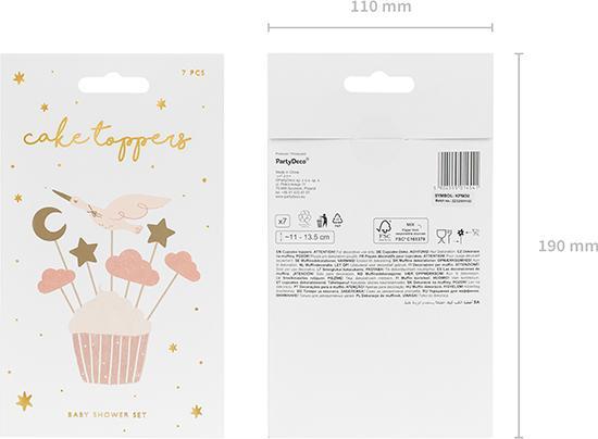 Actual product image Partydeco Cupcake toppers - Stork, 11-12 cm (1 pkt / 7 pc.) (7 Piece)