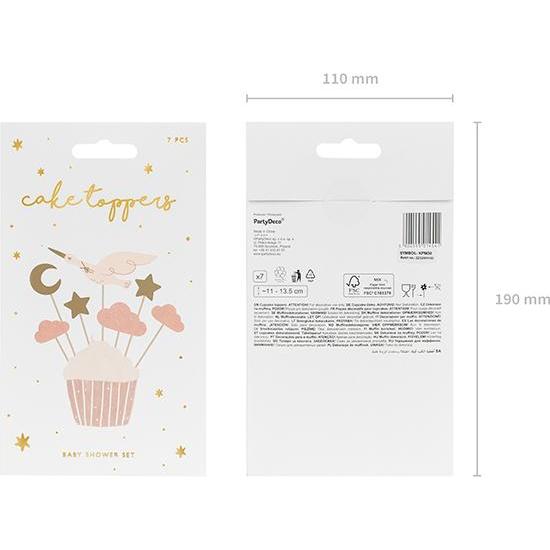 Thumbnail - Partydeco Cupcake toppers - Stork, 11-12 cm (1 pkt / 7 pc.)