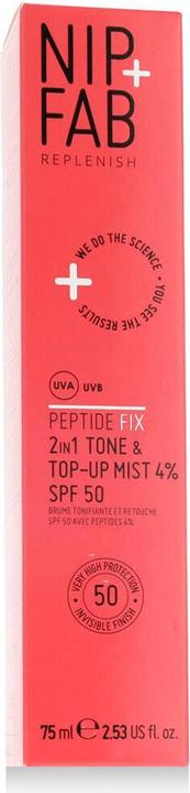 Productafbeelding Nip + Fab Nipfab Peptide Fix 2-in-1 Tone & Top-Up Mist SPF 50 (Zonnebrandspray, SPF 50, 75 ml)