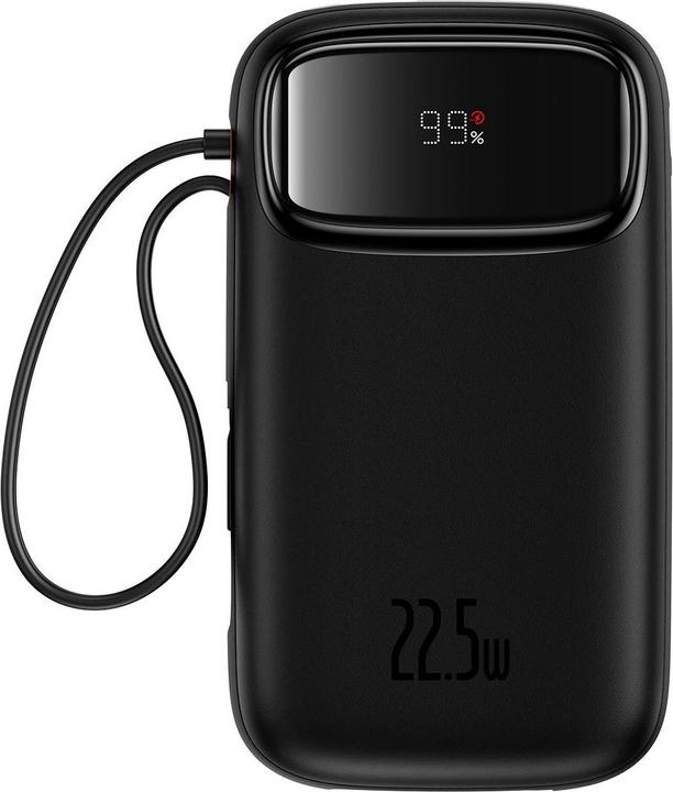 Actual product image Baseus QPOW 2 DUAL KABLOLU 10.000 MAH 22.5W POWERBANK-SIYAH (10000 mAh, 22.50 W, 37 Wh)
