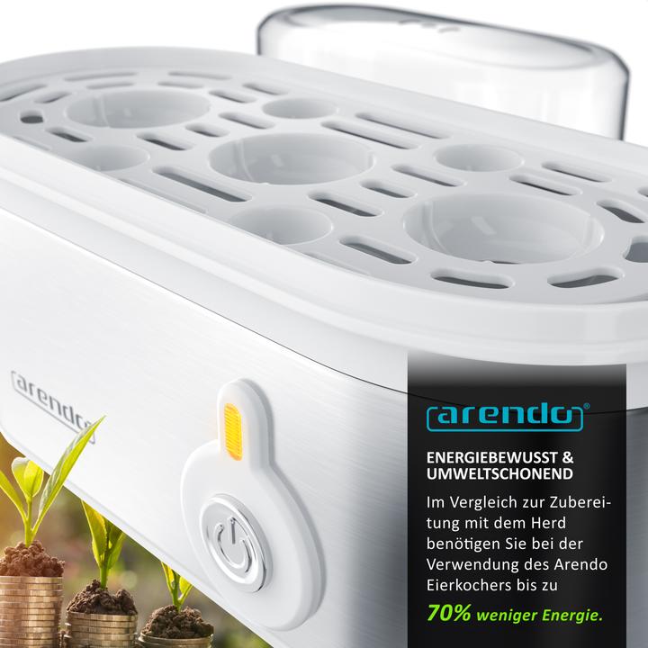 Produktbild Arendo Eierkocher 3-fach, Edelstahl, frei wählbarer Härtegrad, Anzahl Eier: 3 St., 210 W, Threecook