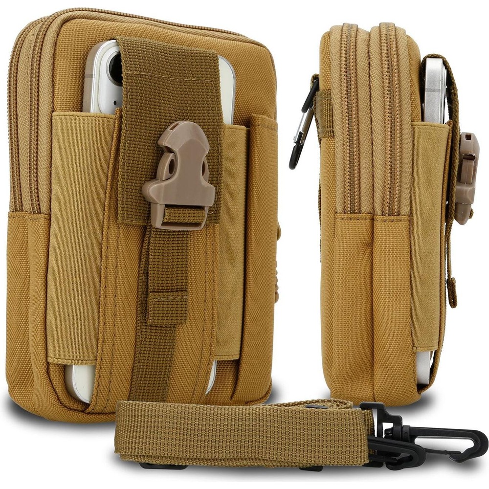 Cadorabo Handytasche für Apple iPhone 15 PLUS Hülle im Militär Style (Apple iPhone 15 Plus), Smartphone Hülle, Braun