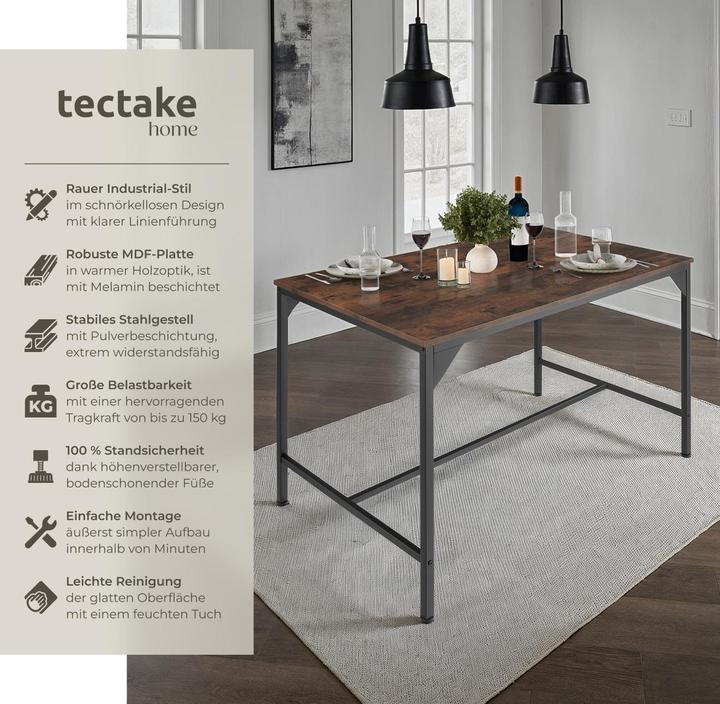 Image du produit tectake Table de salle à manger Belfast (120 x 120 x 75 cm)