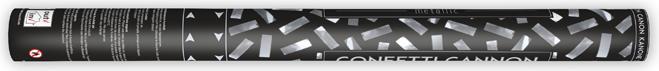 Actual product image Partydeco Confetti Cannon - 60cm - Metallic Tinsel - Silver (1 Piece)