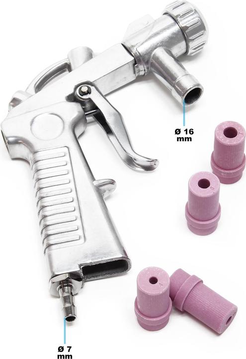 Immagine prodotto Wiltec Pistola di sabbiatura Aria compressa 2-8 bar Unità di sabbiatura Ugelli in alluminio Sabbiatrice