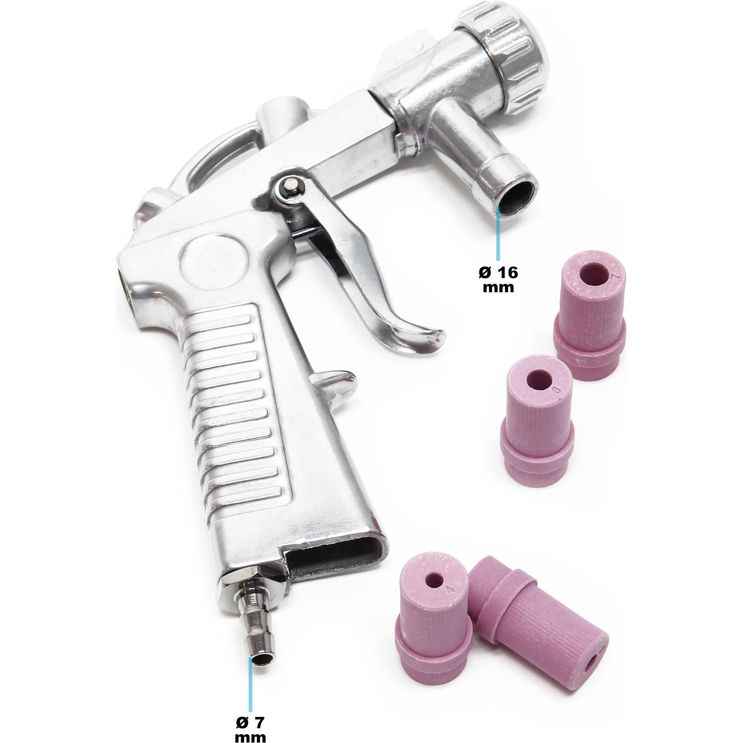 Thumbnail - Wiltec, Druckluftaufsatz, Sandstrahlpistole Druckluft 2-8 bar Sandstrahlgerät Alu Düsen Sandstrahler