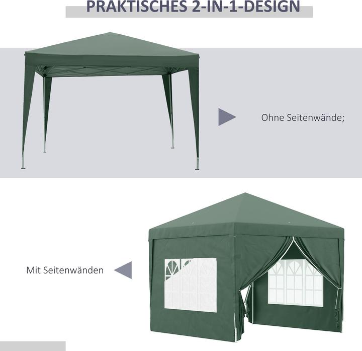 Actual product image Outsunny Pavillon Polyester, Stahl Grün (295 cm, 295 cm)