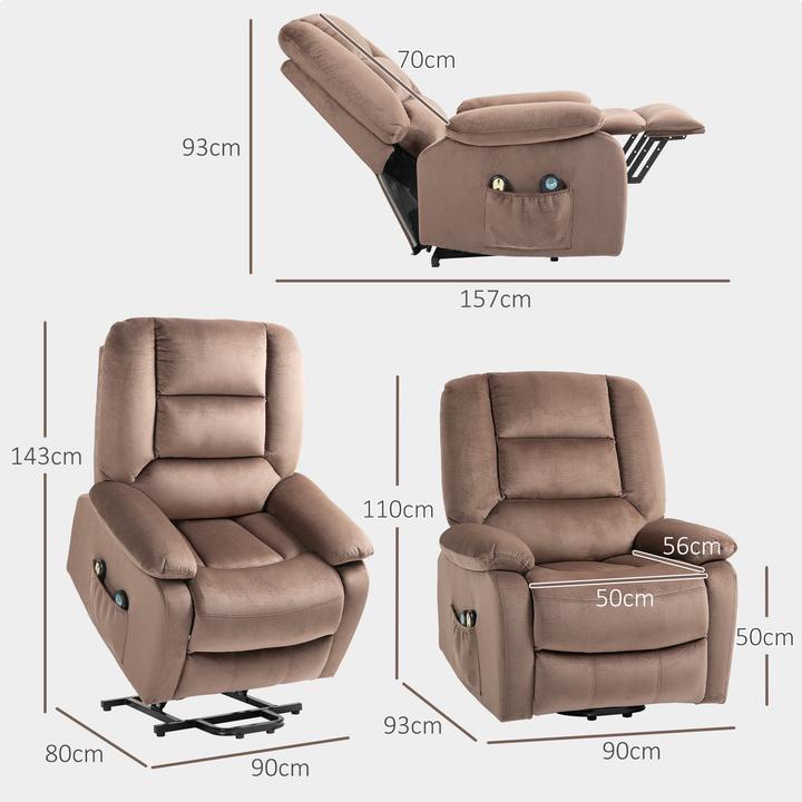 Produktbild Homcom Elektrischer Aufstehsessel Polyester, Schaumstoff Braun