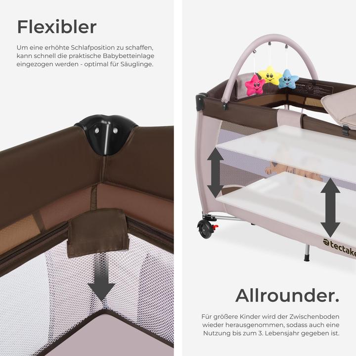 Produktbild tectake Kinderreisebett Hund mit Wickelauflage und Transporttasche (60 x 120 cm)