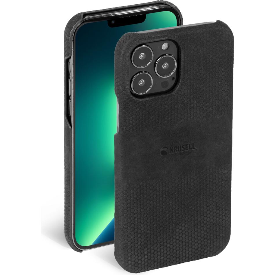 Krusell Leather Cover Apple iPhone 13 Pro black (62401) (Apple iPhone 13 Pro), Smartphone Hülle, Schwarz