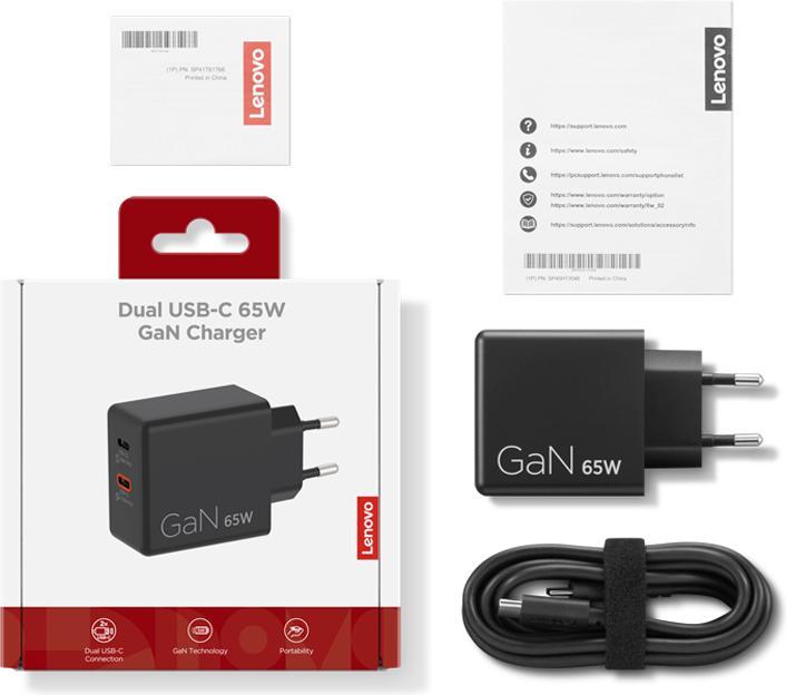 Immagine prodotto Lenovo Caricatore doppio USB-C 65W GaN (65 W)