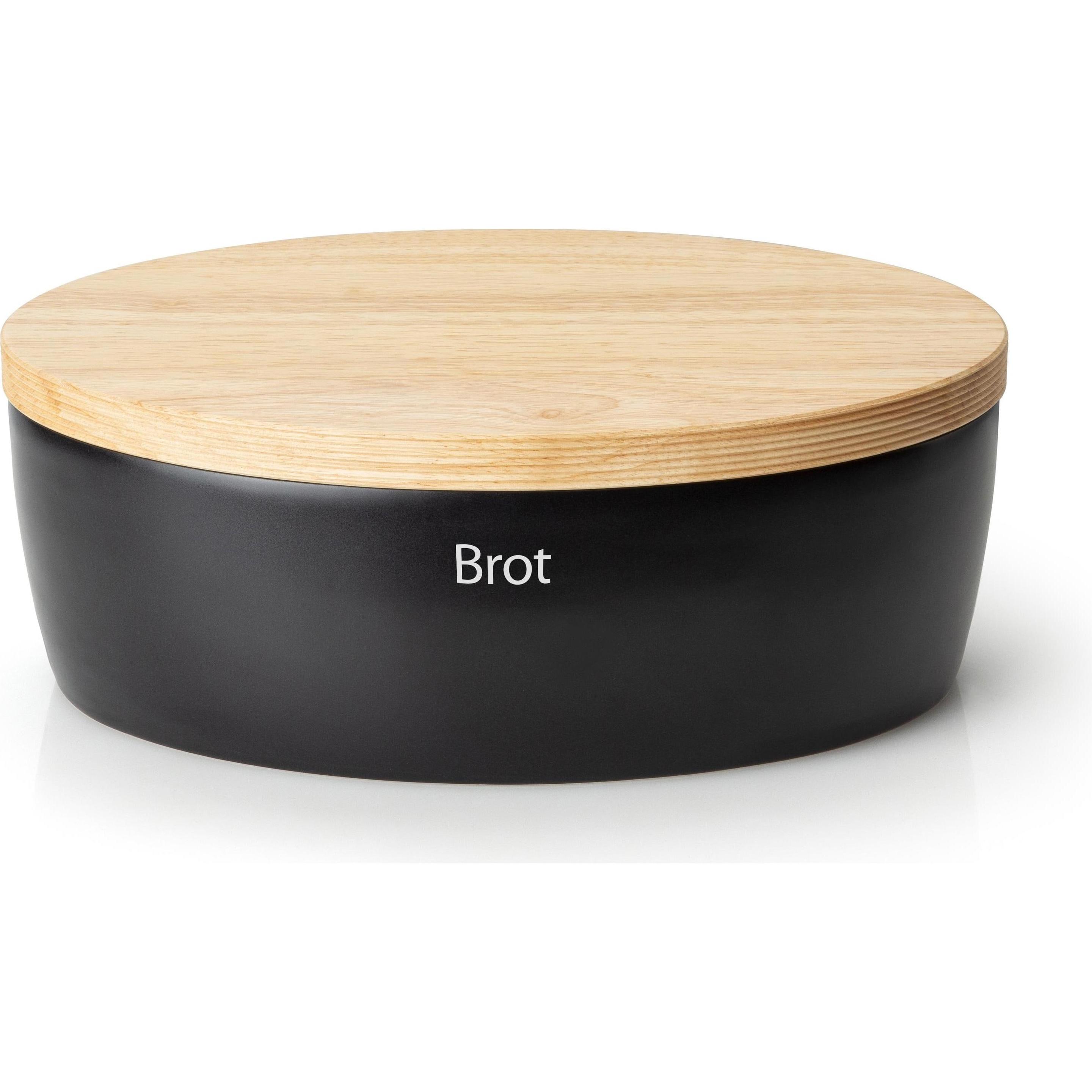 Continenta Keramik Brottopf oval, schwarz, 36x23xH13,5cm, Brotaufbewahrung, Schwarz