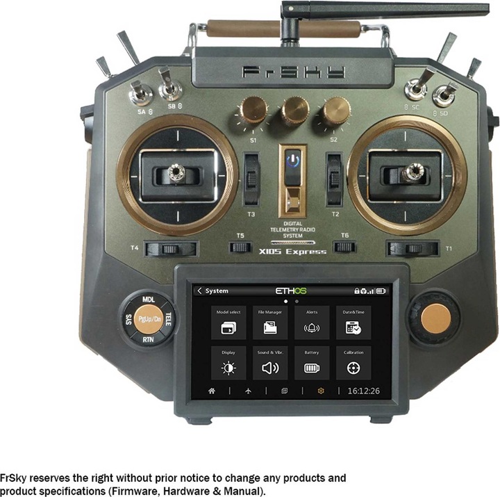 FrSky horus x10s express eu/lbt trasmettitore ambra 2.4ghz ethos, scheda sd, batteria, borsa eva