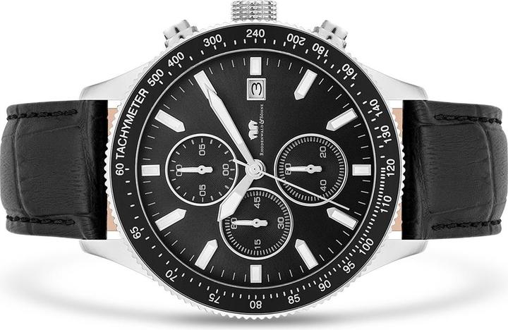 Produktbild Herren Chronograph Karthago II Echtleder Schwarz - 31944 (Chronograph, 43 mm)