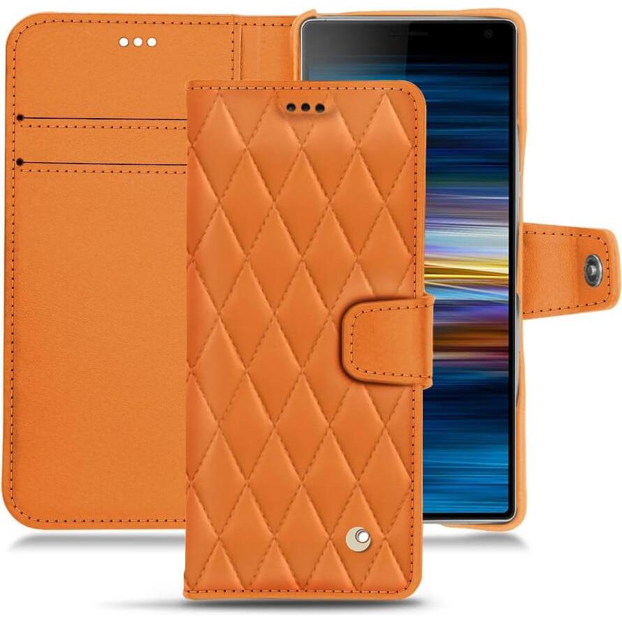Noreve Lederschutzhülle Wallet (Sony Xperia 10 Plus), Smartphone Hülle, Orange