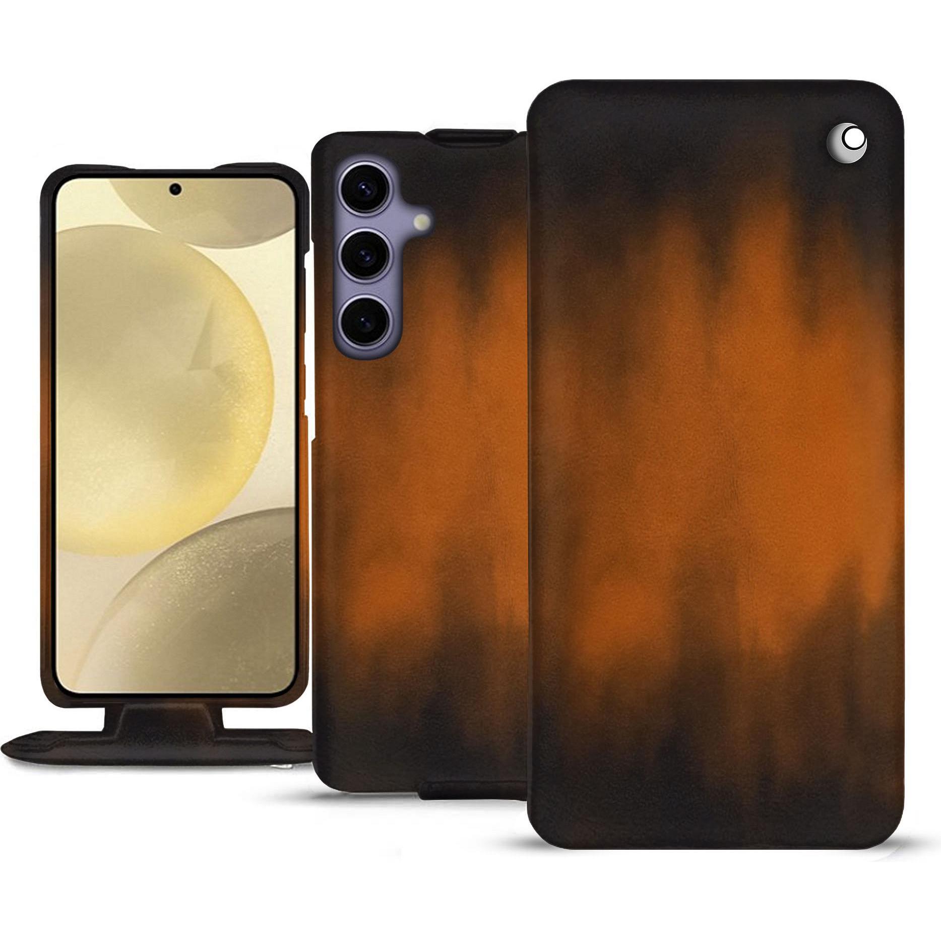 Noreve Lederschutzhülle vertikal (Samsung Galaxy S24+), Smartphone Hülle, Braun