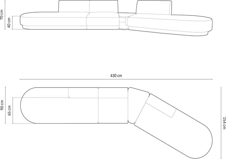 Image du produit Micadoni Canapé Modulable Droit, "Miley", 5 Places, 430x154x70Fabriqué en Europe (2 places, 3 places, 4 places)
