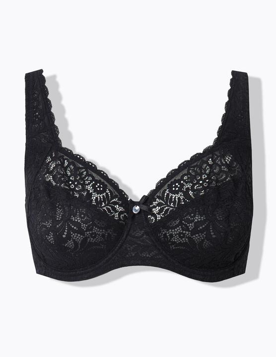 Produktbild Ulla Popken Bügel-BH, Blütenspitze, Vollspitze, Cup C - E (Einzelpack, 100 E)