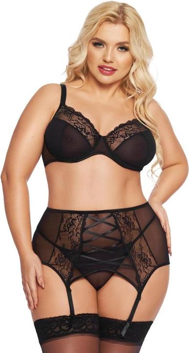 Softline Underwired bra set in black (XL)