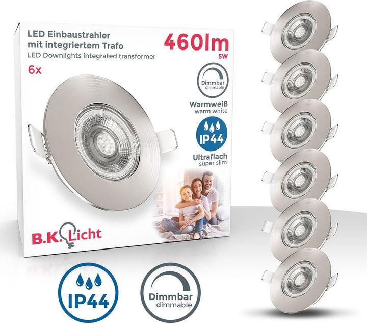 Produktbild B.K.Licht LED Einbauleuchten-Set, matt-nickel, 6xLED-Modul/4,9W (480 lm)