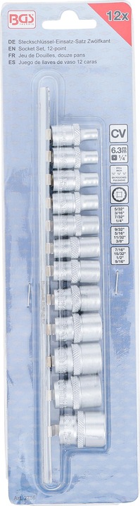 Actual product image BGS Socket Set, 12-point | 6.3 mm (1/4") Drive | Inch Sizes | 12 pcs.