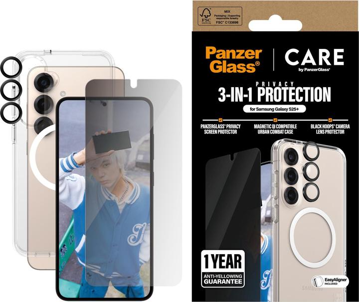 Actual product image PanzerGlass CARE by ® Flagship 3-in-1 Privacy Bundle Samsung Galaxy S 2025 Plus (1 pcs., Samsung Galaxy S25+)